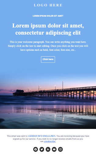 HTML テキストを画像にシームレスにブレンドする電子メールのスクリーンショットの例。
