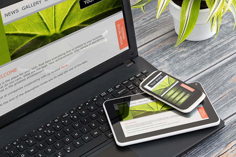 同じレスポンシブ デザインがラップトップ画面、電話、タブレットに表示されます。