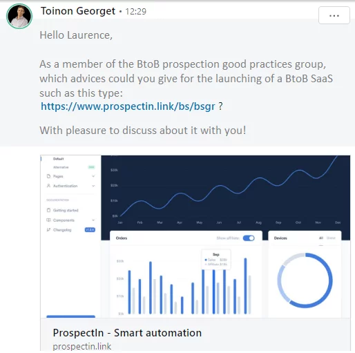 linkedin 上的自動提問