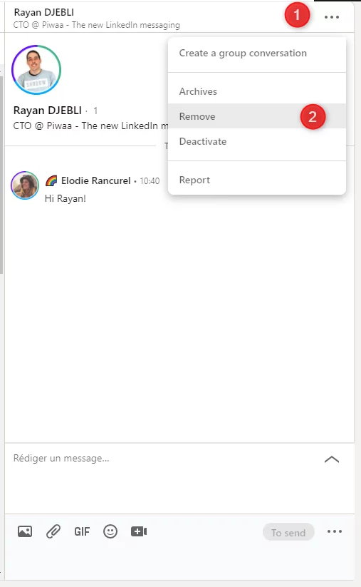 linkedin mesajını kaldır