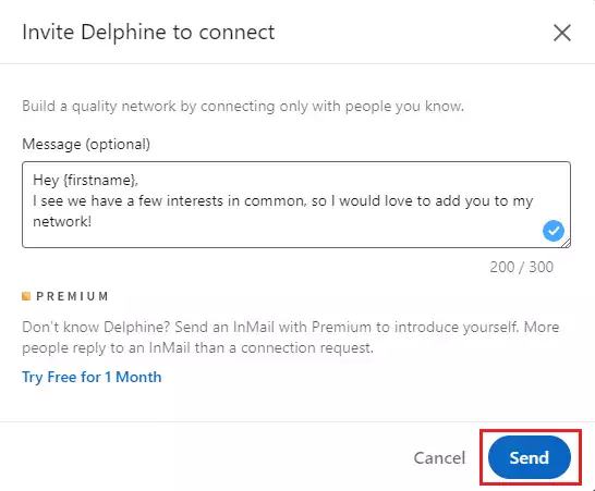 connect note LinkedIn