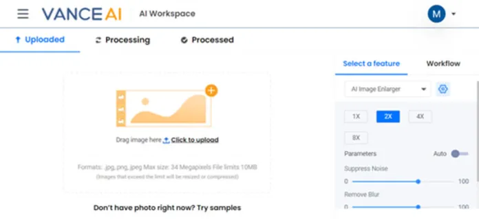 Visit VanceAI Upscaler Workspace