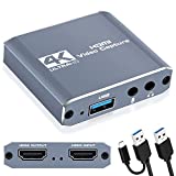 Karta przechwytywania 1080p 60 kl./s, 4K HDMI Karta przechwytywania gier do USB/Type-C z mikrofonem i wyjściem HDMI Loop-Out, nagrywanie z niskim opóźnieniem Transmisja na żywo Kompatybilna z Nintendo Switch/PS4/PS5/Xbox One