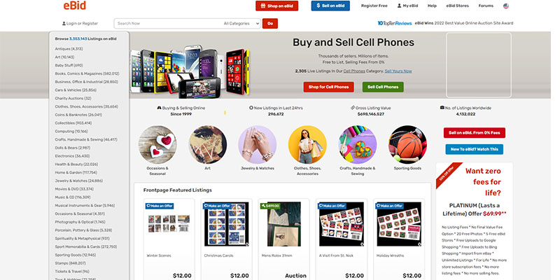 eBid-Homepage