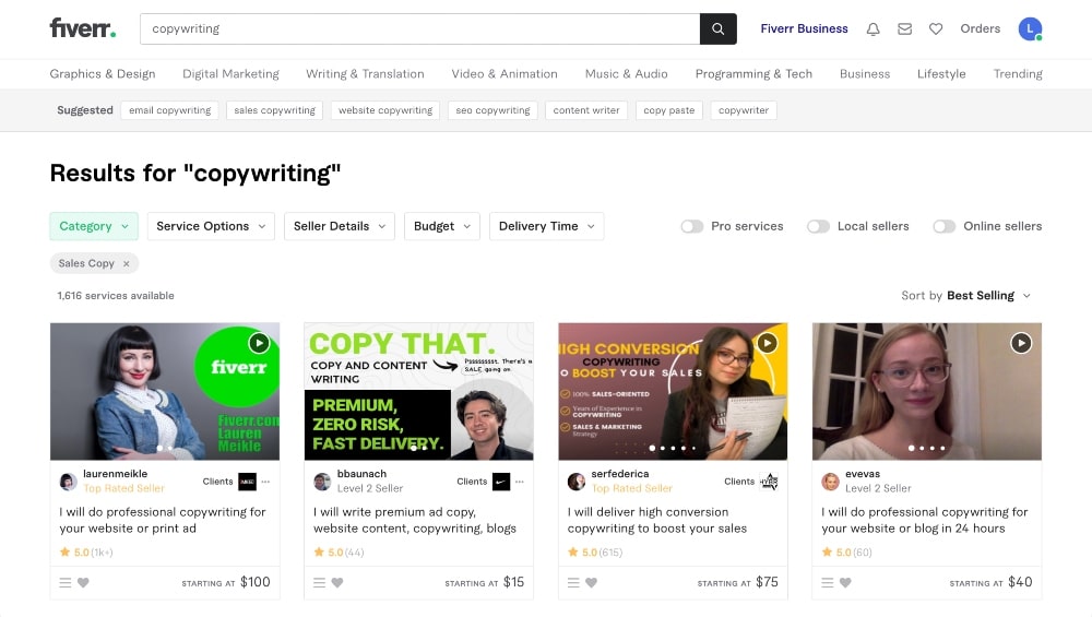 งานเขียนคำโฆษณาบน fiverr