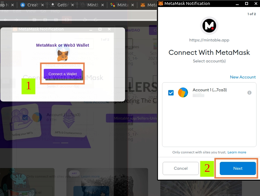 collegamento metamask per mintable