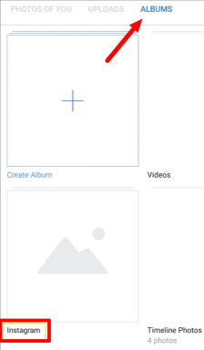 Vá para o álbum do Facebook e clique na opção Instagram para desconectar o Facebook do Instagram