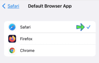 Seleziona la tua app browser predefinita per cambiare il browser predefinito su iphone