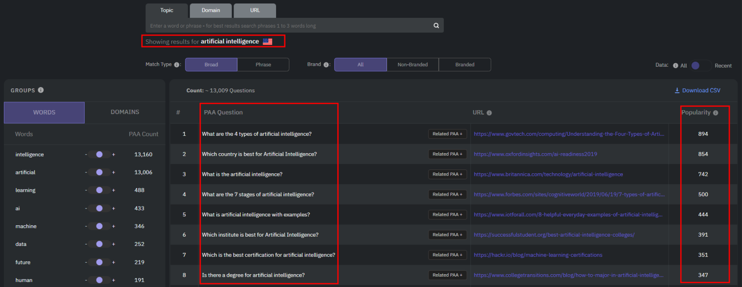 SearchResponse.io PAA-Tool