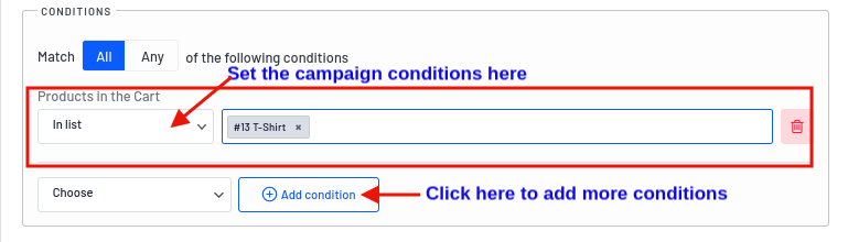 impostare la condizione della campagna