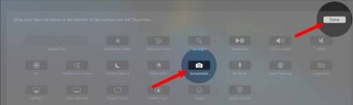ใช้ Touch Bar เพื่อถ่ายภาพหน้าจอบน Mac