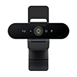 罗技 Brio 4K 网络摄像头、超 4K 高清视频通话、降噪麦克风、高清自动光线校正、宽视野、与 Microsoft Teams 配合使用、缩放、Google Voice、PC/Mac/笔记本电脑/Macbook/平板电脑