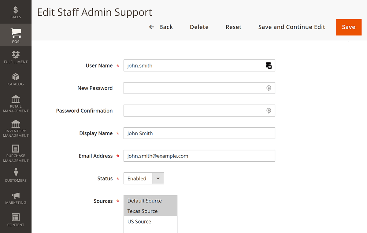 Permisiune PWA de gestionare a retailului Magestore