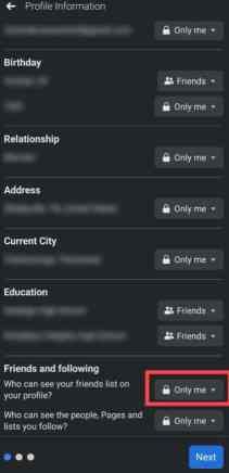 Gehen Sie auf Facebook zur Option „Freunde und folge“ und wählen Sie die Option „Nur ich“, um die Freundesliste auf fb privat zu machen