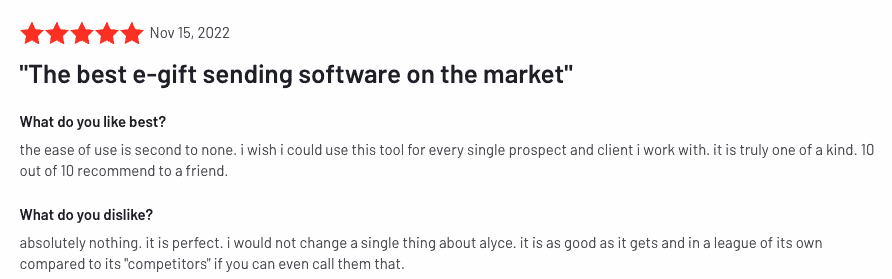 Pięciogwiazdkowa recenzja: najlepsze na rynku oprogramowanie do wysyłania e-prezentów (opublikowane na G2)