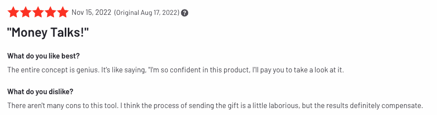 Pięciogwiazdkowa recenzja: Money Talks! (opublikowane na G2)