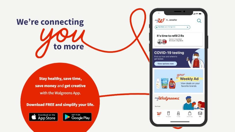 iPhone 上 Walgreens 應用程序的屏幕截圖,來自他們的網站
