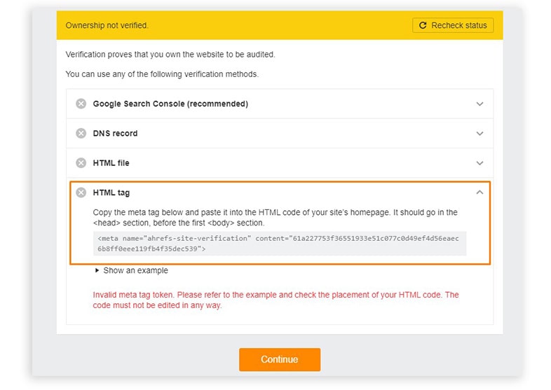 Balise HTML de vérification AWT