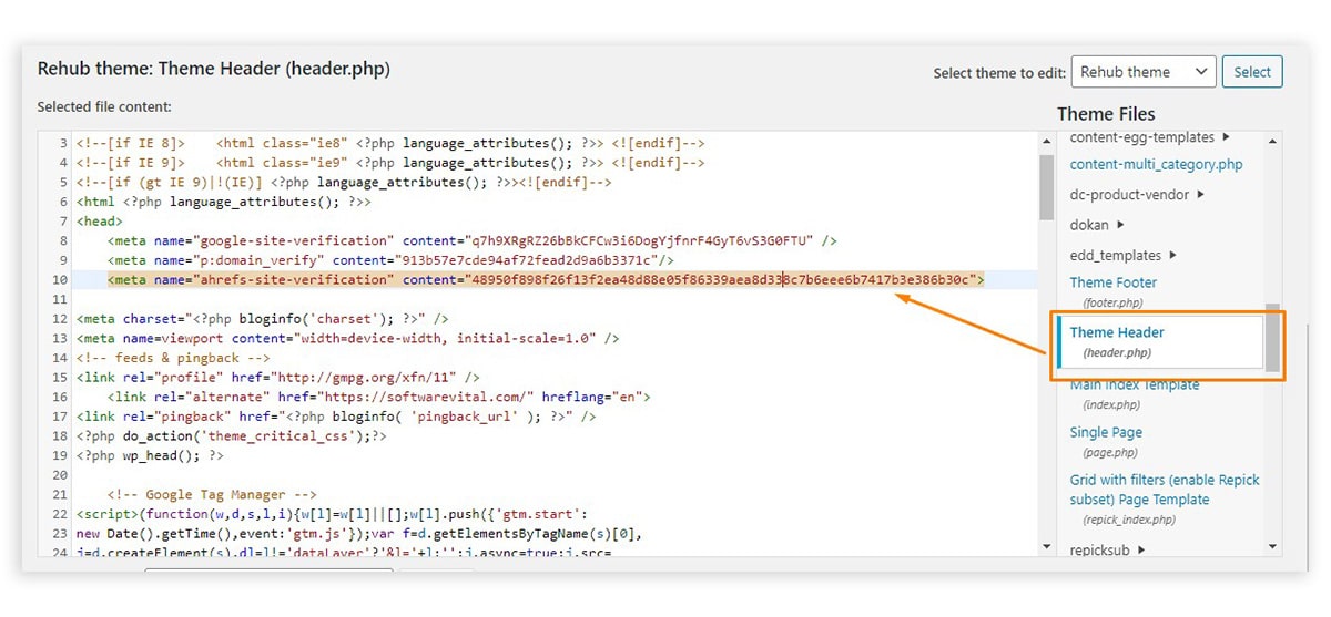 balise html des outils pour les webmasters ahrefs