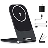 iPhone 14-13-12 시리즈와 호환되는 마그네틱 무선 충전기, Mag-Safe 충전기 + 20W USB-C 전원 어댑터, 전화 14/13/12 Pro Max/Pro/Mini용 접이식 알루미늄 합금 무선 충전기 스탠드