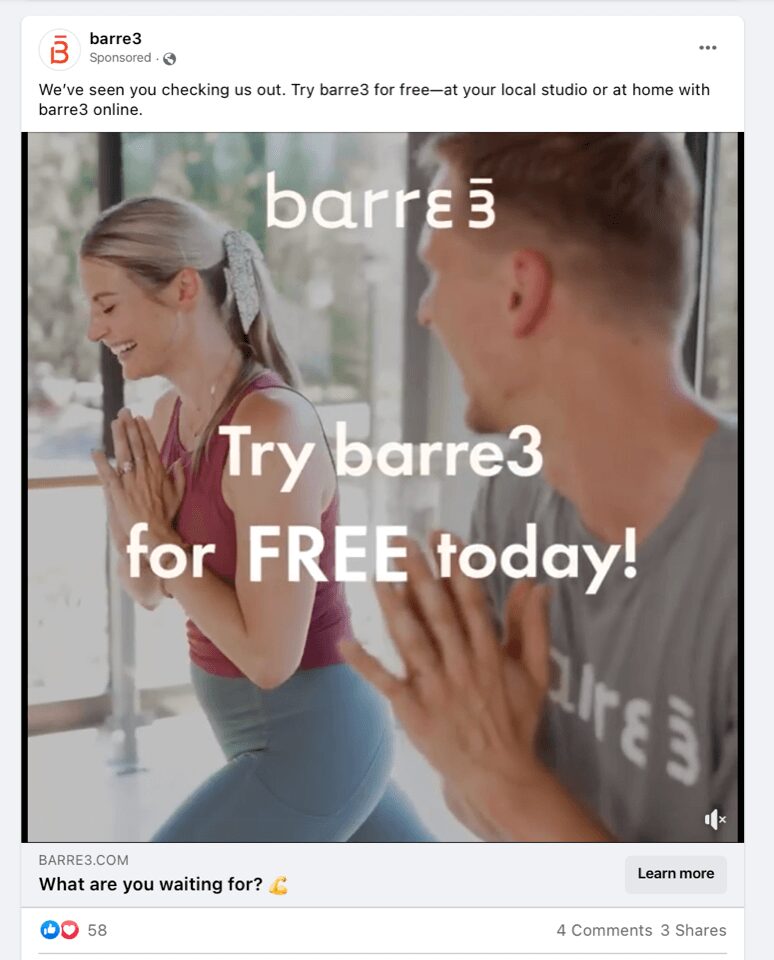 Publicidade paga no Facebook da barre3