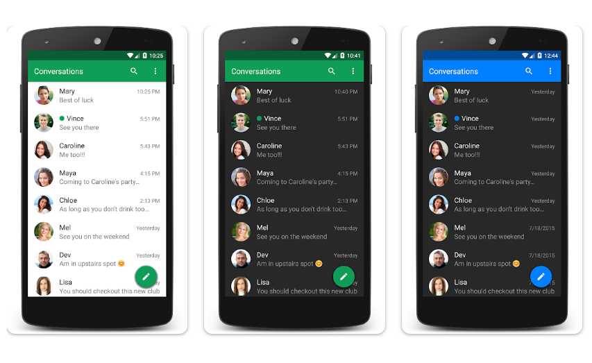 Chomp SMS Android uygulama düzeni