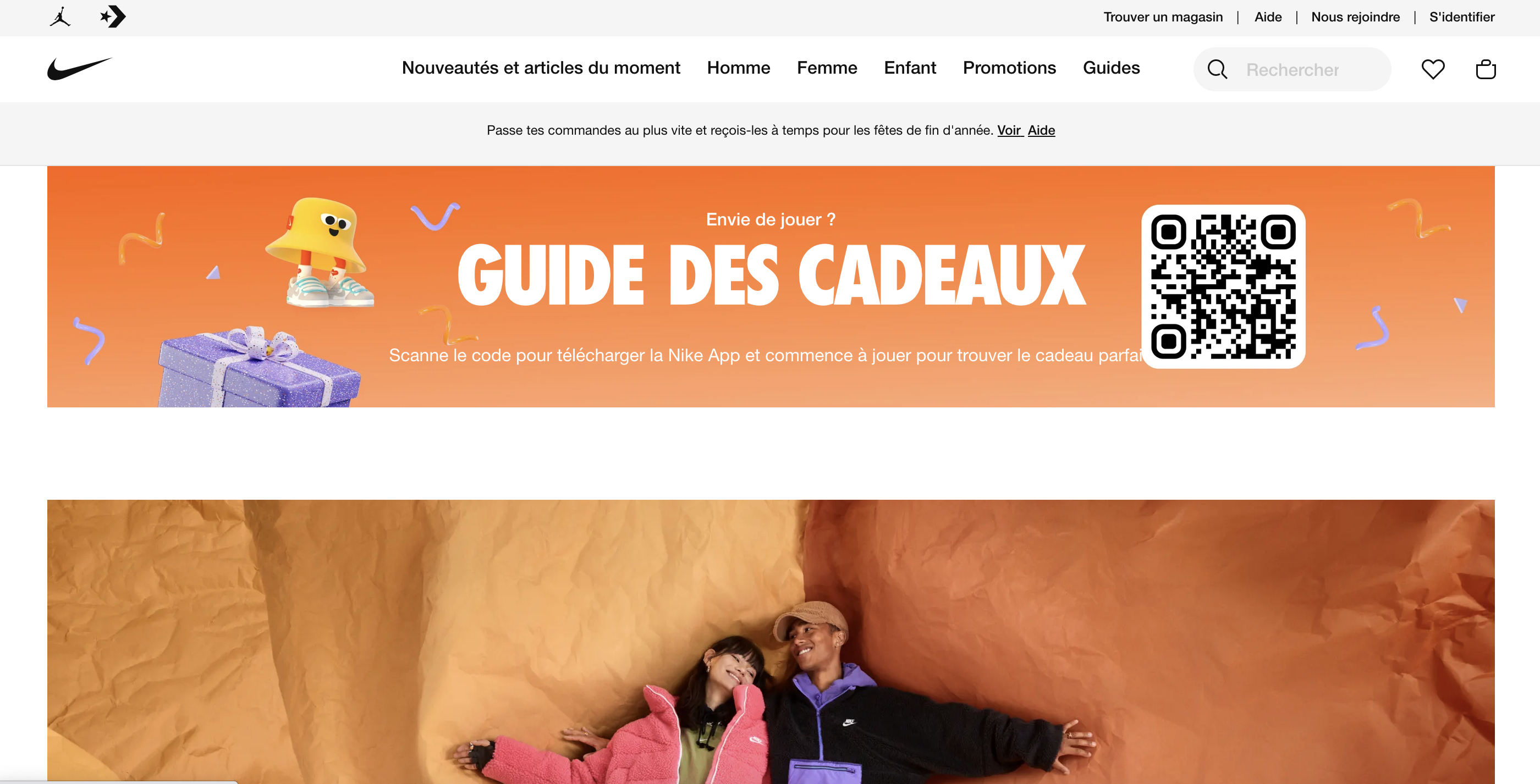 Beispiel einer mehrsprachigen Website: Nike auf Französisch