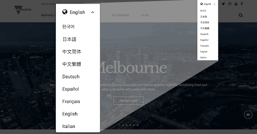 Dropdown-Menü für mehrsprachige Website