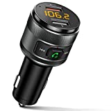 IMDEN Araba için Bluetooth 5.0 FM Verici, 3.0 Kablosuz Bluetooth FM Radyo Adaptörü Müzik Çalar FM Verici/Araç Kiti, Ahizesiz Arama ve 2 USB Bağlantı Noktası Şarj Cihazı Desteği USB Sürücüsü