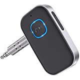 COMSOON Bluetooth 5.0レシーバー 車用 ノイズキャンセリングBluetooth AUXアダプター Bluetoothミュージックレシーバー ホームステレオ/有線ヘッドホン/ハンズフリー通話用 16時間バッテリー寿命-ブラック+シルバー