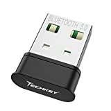 PC レシーバー用 USB Bluetooth アダプター - Techkey Mini Bluetooth 5.0 EDR ドングル トランスミッター コンピューター デスクトップ転送用 ラップトップ Bluetooth ヘッドセット スピーカー キーボード マウス プリンター Windows11/10/8.1/8/7