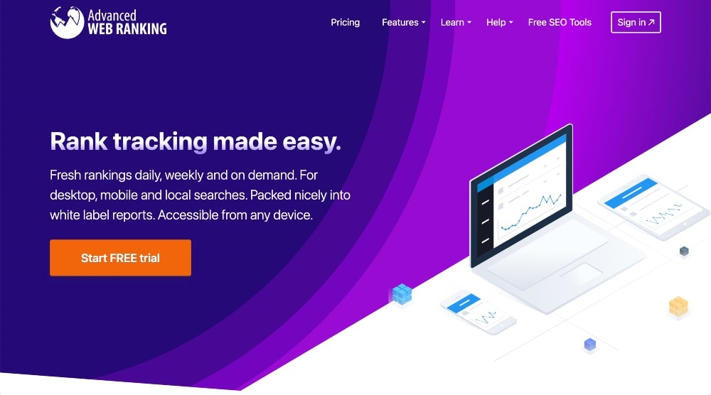 Screenshot des erweiterten Web-Rankings