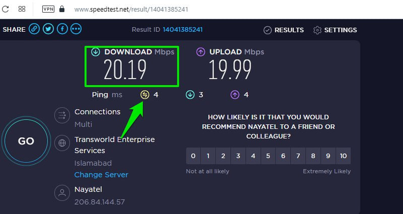 Текущая скорость интернета