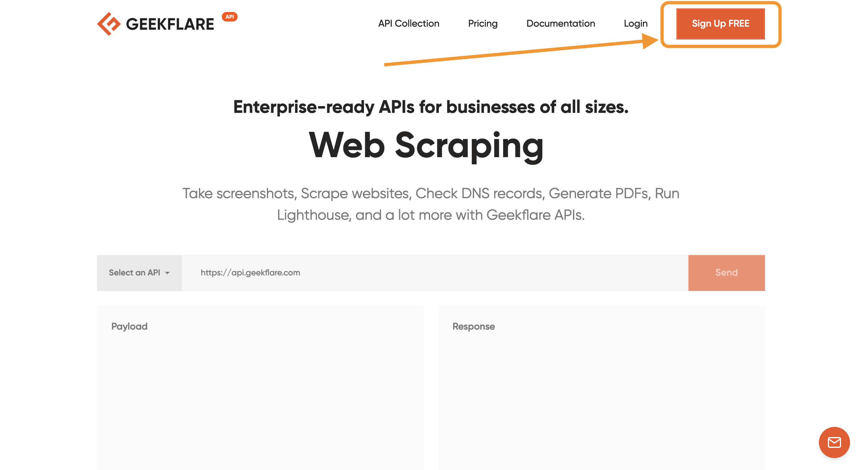 Создать учетную запись API Geekflare