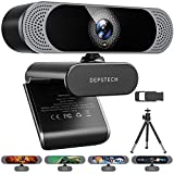 4K 웹캠, DEPSTECH DW49 HD 8MP 소니 센서 자동 초점 웹캠(마이크 포함), 프라이버시 커버 및 삼각대, 프로 스트리밍/온라인 교육/화상 통화/줌/스카이프용 플러그 앤 플레이 USB 컴퓨터 웹 카메라