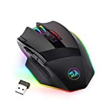 Redragon M801 遊戲鼠標 LED RGB 背光 MMO 9 個可編程按鈕鼠標帶宏錄製側按鈕快速射擊按鈕 16000 DPI 適用於 Windows PC 遊戲玩家（無線，黑色）