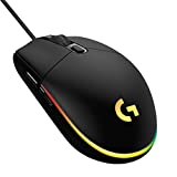 羅技 G203 有線遊戲鼠標，8,000 DPI，彩虹光效 LIGHTSYNC RGB，6 個可編程按鈕，板載內存，屏幕映射，兼容 PC/Mac 計算機和筆記本電腦 - 黑色