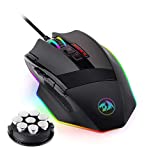 Redragon M801 遊戲鼠標 LED RGB 背光 MMO 9 個可編程按鈕鼠標帶宏錄製側按鈕快速射擊按鈕 16000 DPI 適用於 Windows PC 遊戲玩家（有線，黑色）