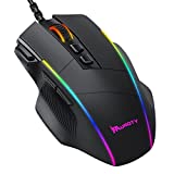 Pauroty RGB 有線遊戲鼠標，符合人體工程學的 PC 遊戲鼠標，帶 Chroma RGB 背光，8000DPI 可調，8 個可編程按鈕和開火按鈕，即插即用 USB 電腦鼠標，適用於 Windows Mac PC 玩家