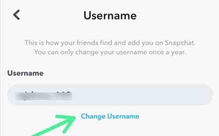 Snapchat 사용자 이름을 변경하려면 사용자 이름 변경 옵션을 클릭하십시오.