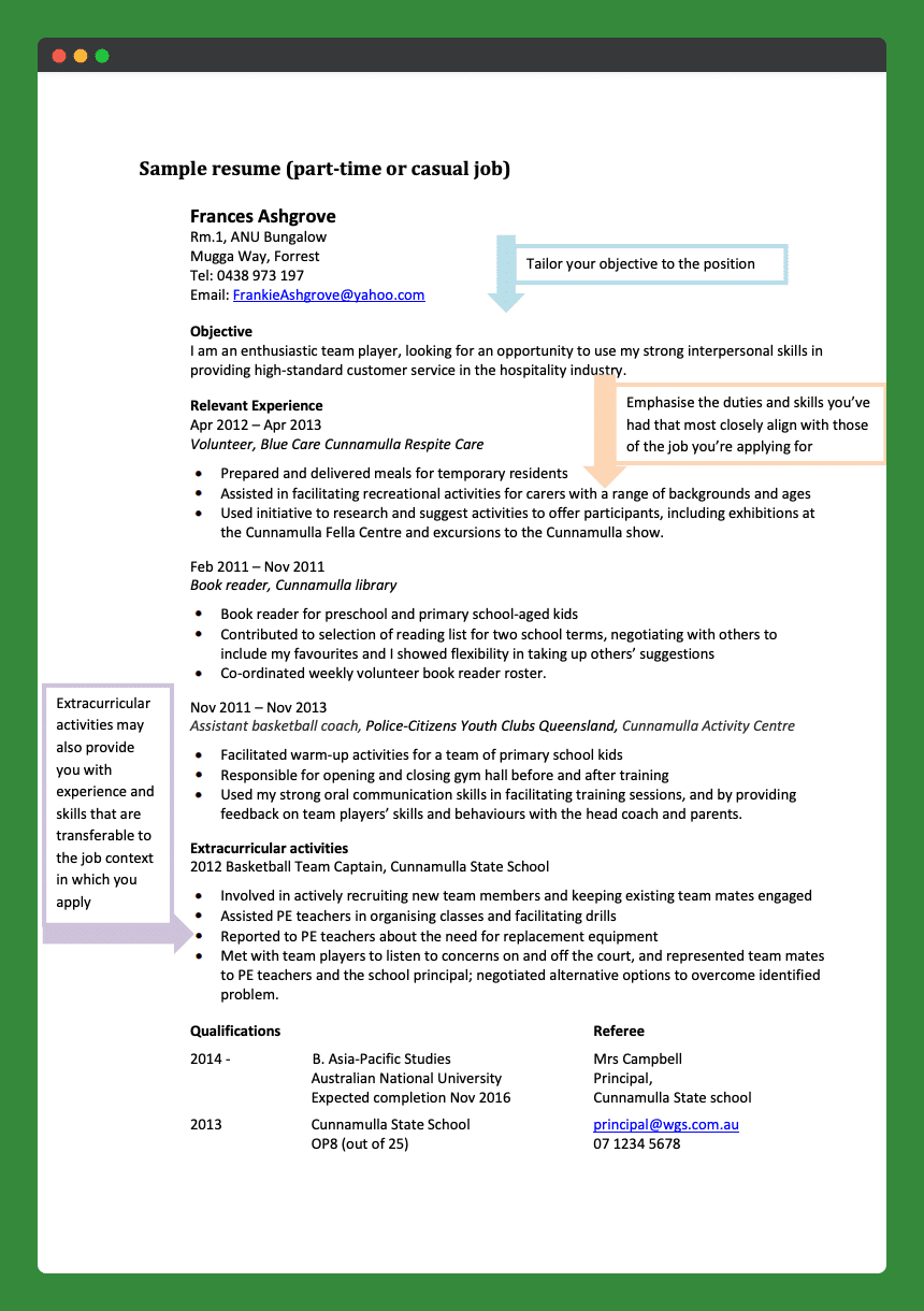 Exemplu de CV-ul cu normă parțială sau job ocazional