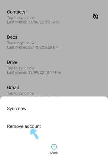 Klik opsi hapus akun untuk menghapus akun google dari android