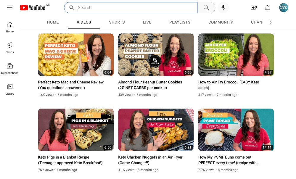 YouTube のビデオ品質の例