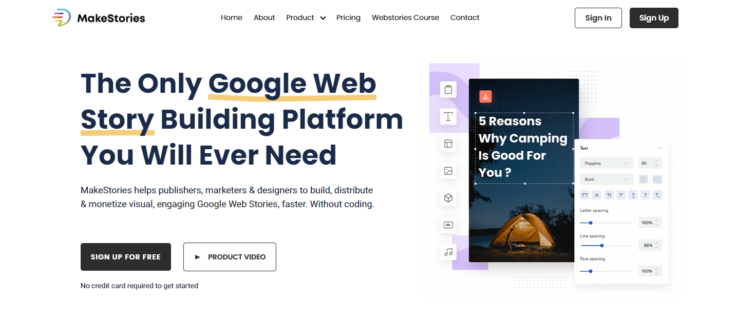 MakeStories.io - 動的な Web ストーリー コンテンツを作成する