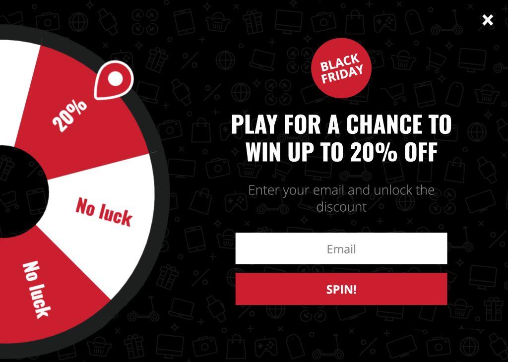 Spin-to-win Black Friday-Popup