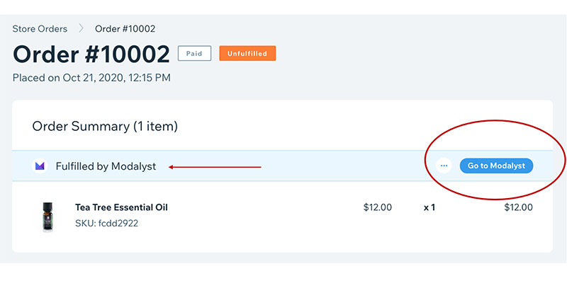 Memproses pesanan Modalyst di backend Shopify