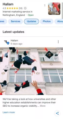 Google 帖子在桌面設備上的外觀