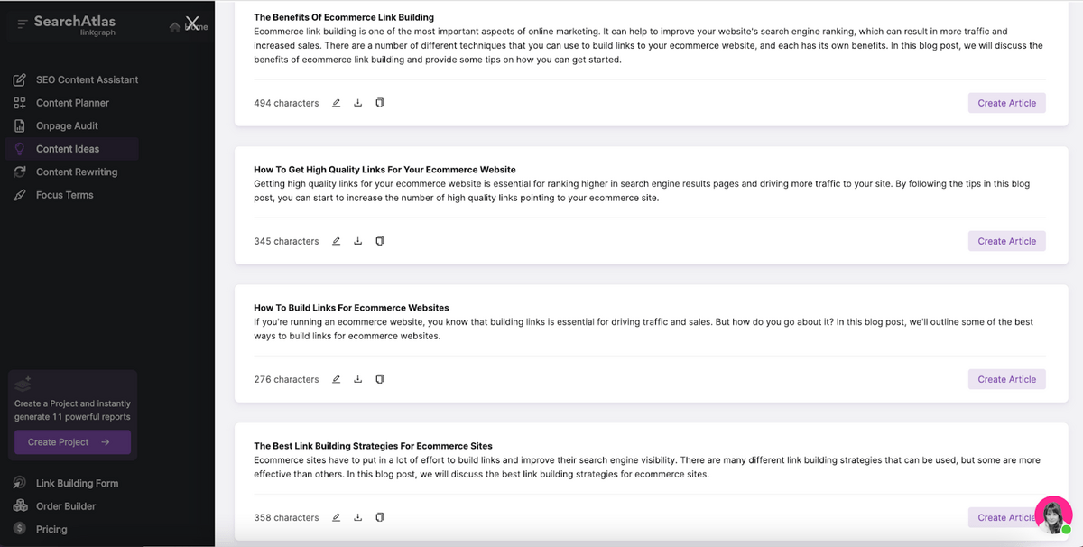 Lista de temas de blog generados por IA para la palabra clave "construcción de enlaces para sitios web de comercio electrónico"