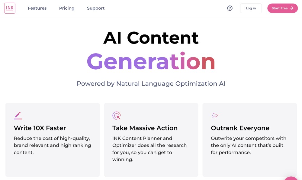 Software de generación de contenido Ink AI