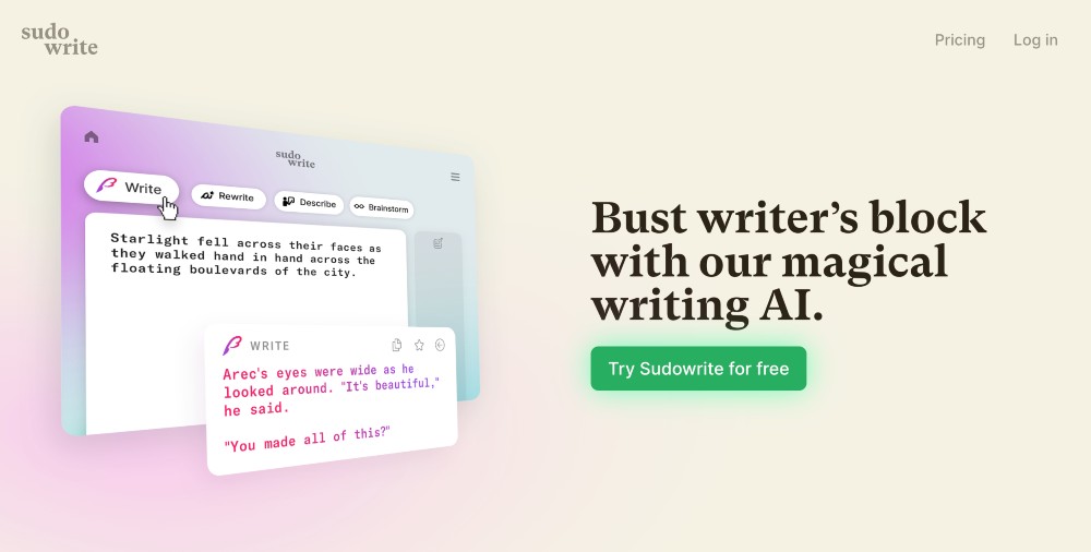 Asistente de escritura Sudowrite AI